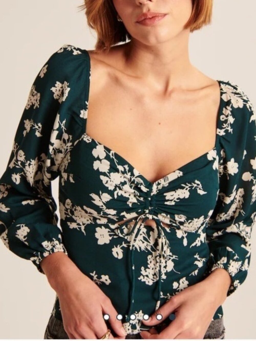 Abercrombie Cinched Front Cut Out Blouse Size M